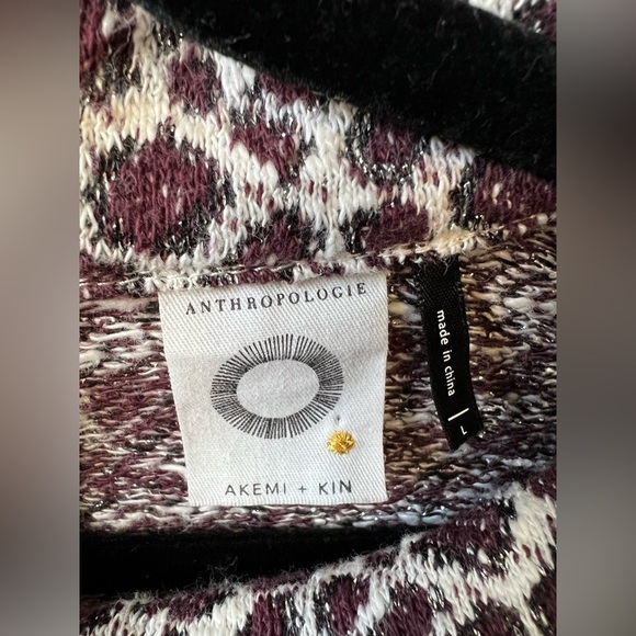 Anthropologie Akemi & Kin Sleeveless Leopard/Plum/Metalic Mock Turtleneck - L - Picture 4 of 8